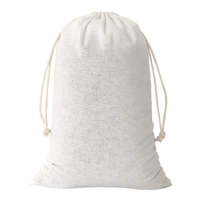 SumDirect 20Pcs Cotton Muslin Bags,White Large Lightweight Gift Bags Breathable Pouches with Drawstring Reusable Packing Storage Bags for Wedding, Party, Birthday (8x12inch) - Image 1